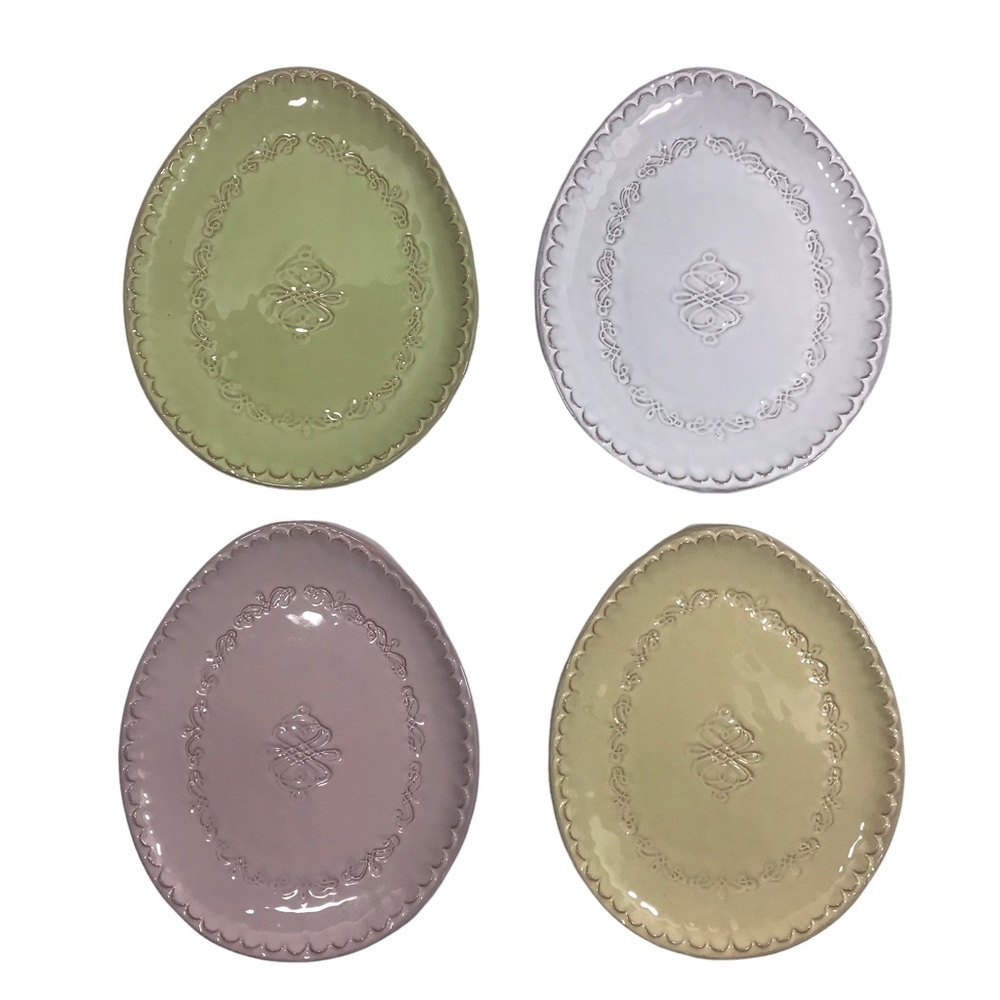 SOUTHERN LIVING Isabella Set of 4 Egg Accent Dessert Plates Soft Pastels